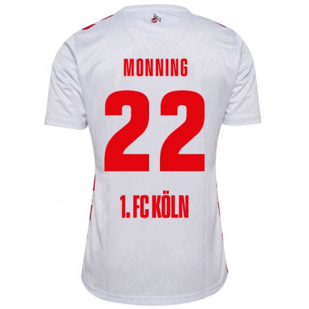 Kandiny Niño Camiseta Marlon Monning #22 Blanco Rojo 1ª Equipación 2024/25 La Camisa