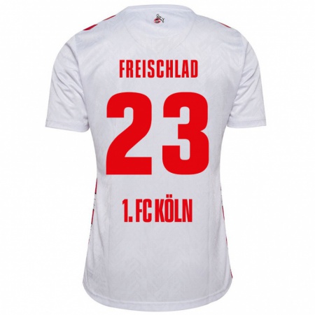 Kandiny Niño Camiseta Yannick Freischlad #23 Blanco Rojo 1ª Equipación 2024/25 La Camisa