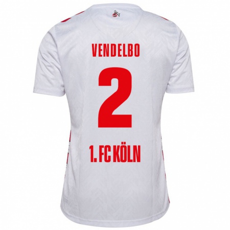 Kandiny Niño Camiseta Sofie Vendelbo #2 Blanco Rojo 1ª Equipación 2024/25 La Camisa