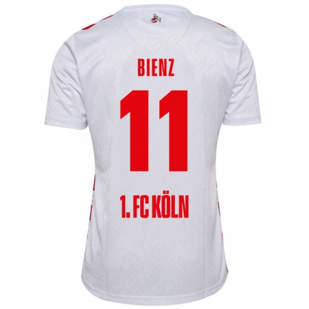 Kandiny Niño Camiseta Alena Bienz #11 Blanco Rojo 1ª Equipación 2024/25 La Camisa