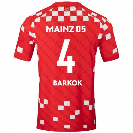 Kandiny Niño Camiseta Aymen Barkok #4 Blanco Rojo 1ª Equipación 2024/25 La Camisa