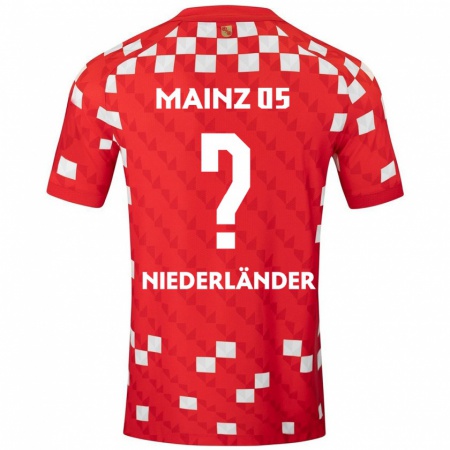 Kandiny Niño Camiseta Lennart Niederländer #0 Blanco Rojo 1ª Equipación 2024/25 La Camisa México