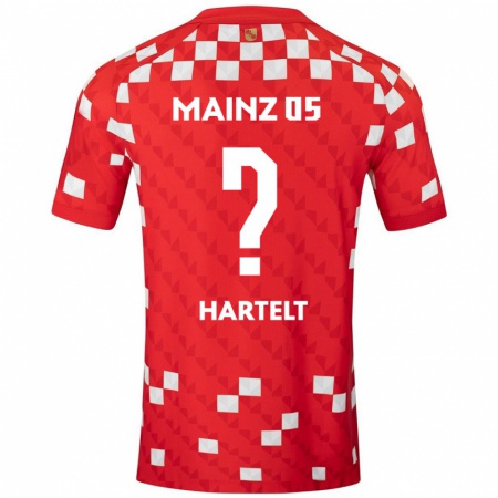 Kandiny Bambino Maglia Toni Hartelt #0 Bianco Rosso Kit Gara Home 2024/25 Maglietta