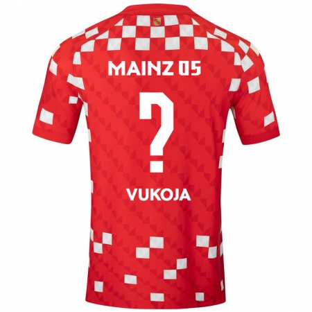 Kandiny Bambino Maglia Luka Vukoja #0 Bianco Rosso Kit Gara Home 2024/25 Maglietta