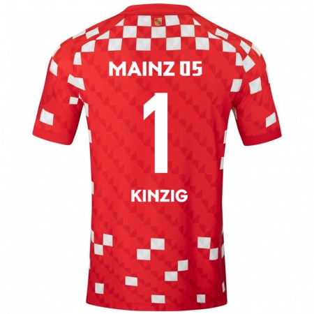 Kandiny Niño Camiseta Maximilian Kinzig #1 Blanco Rojo 1ª Equipación 2024/25 La Camisa