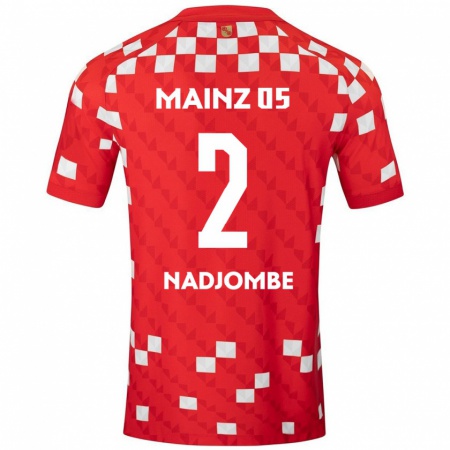 Kandiny Niño Camiseta Jean-Marie Nadjombe #2 Blanco Rojo 1ª Equipación 2024/25 La Camisa