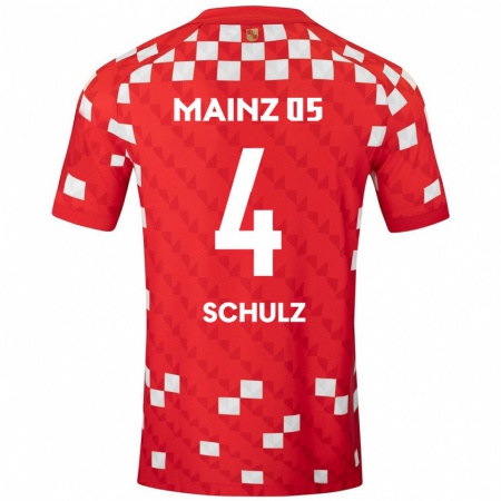 Kandiny Niño Camiseta Philipp Schulz #4 Blanco Rojo 1ª Equipación 2024/25 La Camisa