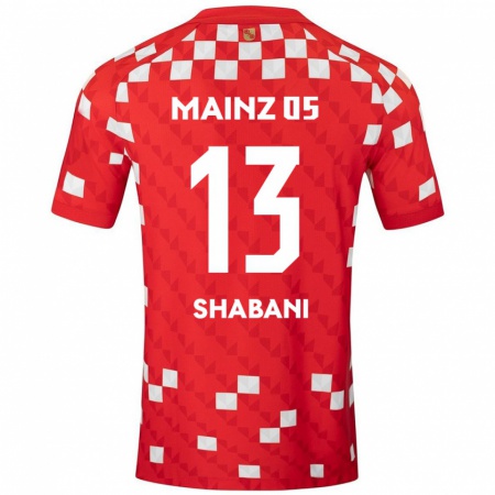 Kandiny Niño Camiseta Eniss Shabani #13 Blanco Rojo 1ª Equipación 2024/25 La Camisa