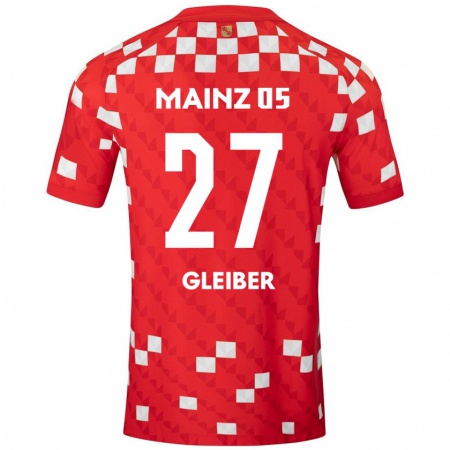 Kandiny Niño Camiseta Daniel Gleiber #27 Blanco Rojo 1ª Equipación 2024/25 La Camisa