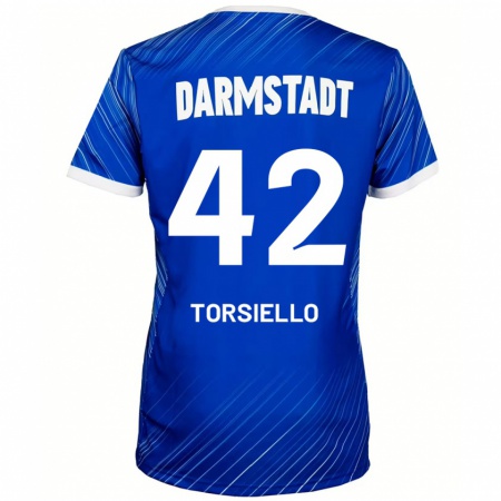 Kandiny Niño Camiseta Fabio Torsiello #42 Azul Blanco 1ª Equipación 2024/25 La Camisa México