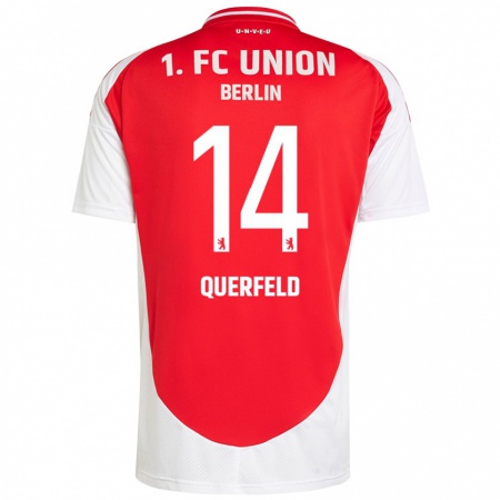 Kandiny Bambino Maglia Leopold Querfeld #14 Rosso Bianco Kit Gara Home 2024/25 Maglietta