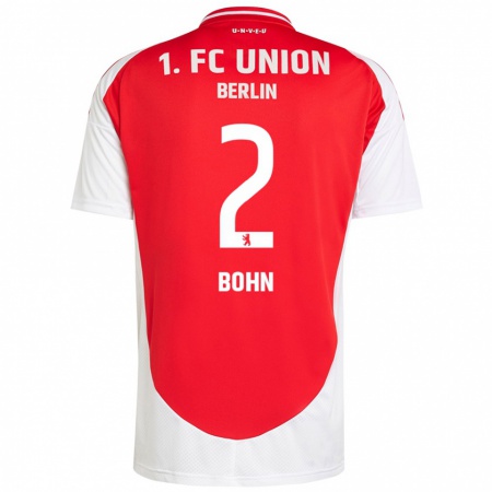 Kandiny Bambino Maglia Oskar Bohn #2 Rosso Bianco Kit Gara Home 2024/25 Maglietta