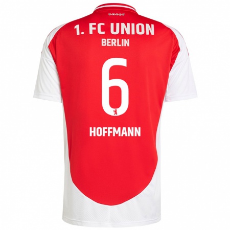 Kandiny Niño Camiseta Finn Hoffmann #6 Rojo Blanco 1ª Equipación 2024/25 La Camisa