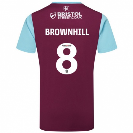 Kandiny Bambino Maglia Josh Brownhill #8 Borgogna Azzurro Kit Gara Home 2024/25 Maglietta