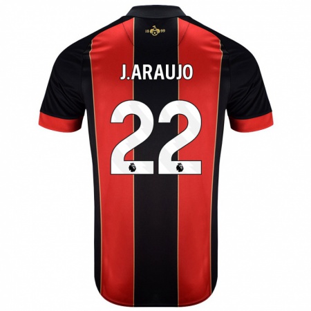 Kandiny Bambino Maglia Julián Araujo #28 Rosso Nero Kit Gara Home 2024/25 Maglietta