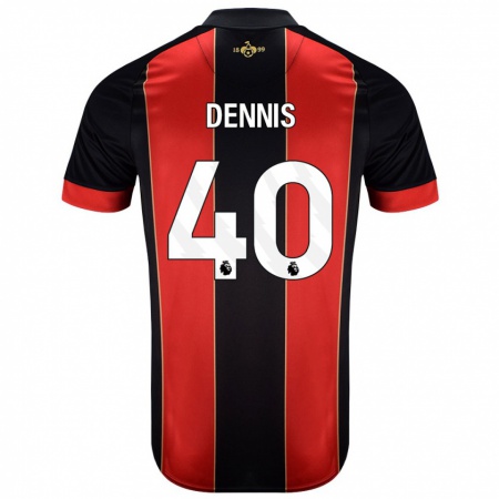 Kandiny Bambino Maglia Will Dennis #40 Rosso Nero Kit Gara Home 2024/25 Maglietta