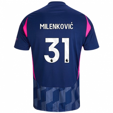 Kandiny Kinderen Nikola Milenković #31 Koningsblauw Roze Uitshirt Uittenue 2024/25 T-Shirt