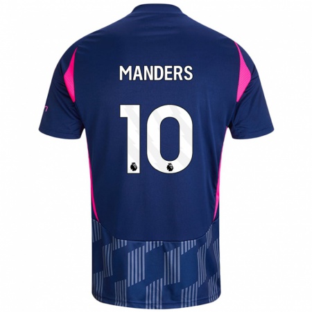 Kandiny Bambino Maglia Holly Manders #10 Blu Royal Rosa Kit Gara Away 2024/25 Maglietta