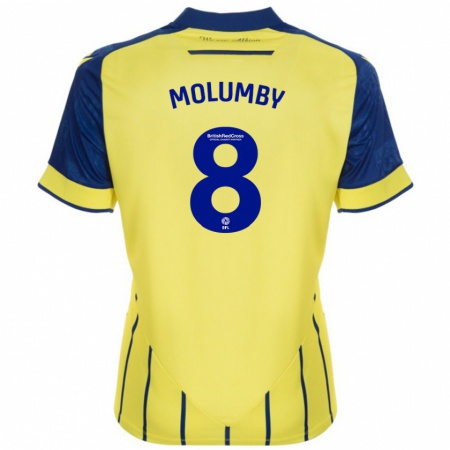 Kandiny Kinderen Jayson Molumby #8 Geel Blauw Uitshirt Uittenue 2024/25 T-Shirt