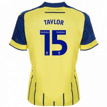 Kandiny Kinderen Caleb Taylor #15 Geel Blauw Uitshirt Uittenue 2024/25 T-Shirt