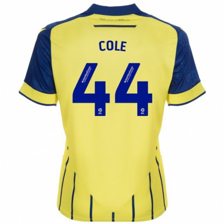 Kandiny Kinderen Devante Cole #44 Geel Blauw Uitshirt Uittenue 2024/25 T-Shirt