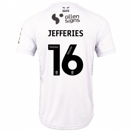 Kandiny Kinderen Dom Jefferies #16 Rood Wit Uitshirt Uittenue 2024/25 T-Shirt