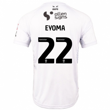 Kandiny Bambino Maglia Timothy Eyoma #22 Rosso Bianco Kit Gara Away 2024/25 Maglietta