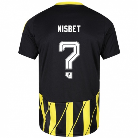 Kandiny Kinderen Kevin Nisbet #0 Zwart Geel Uitshirt Uittenue 2024/25 T-Shirt