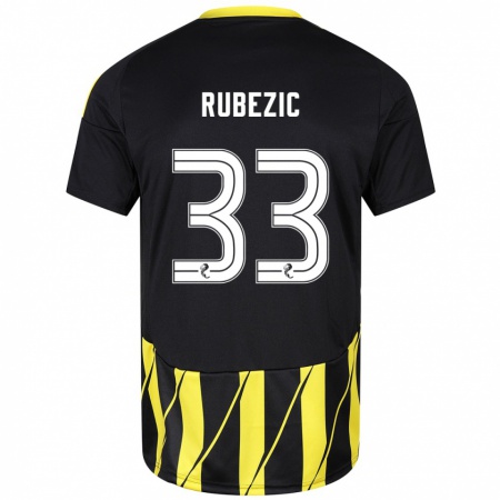 Kandiny Kinderen Slobodan Rubezic #33 Zwart Geel Uitshirt Uittenue 2024/25 T-Shirt