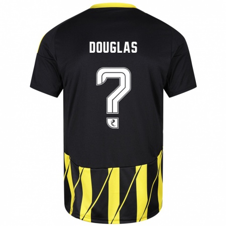 Kandiny Bambino Maglia Connor Douglas #0 Nero Giallo Kit Gara Away 2024/25 Maglietta