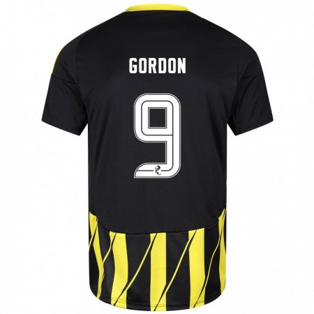 Kandiny Bambino Maglia Lauren Gordon #9 Nero Giallo Kit Gara Away 2024/25 Maglietta