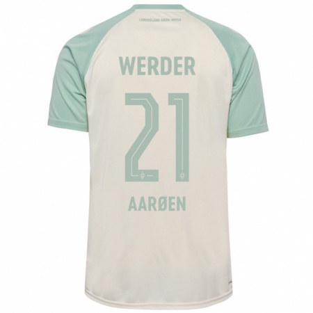 Kandiny Kinderen Isak Hansen-Aarøen #21 Off-White Lichtgroen Uitshirt Uittenue 2024/25 T-Shirt