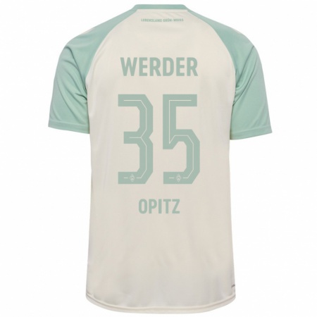 Kandiny Kinderen Leon Opitz #35 Off-White Lichtgroen Uitshirt Uittenue 2024/25 T-Shirt