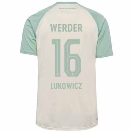 Kandiny Kinderen Maik Lukowicz #16 Off-White Lichtgroen Uitshirt Uittenue 2024/25 T-Shirt