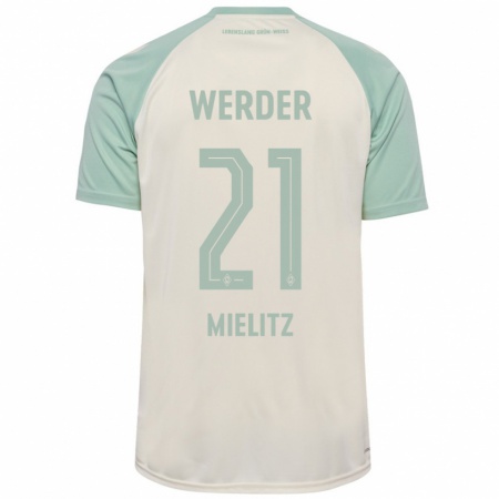 Kandiny Kinderen Sebastian Mielitz #21 Off-White Lichtgroen Uitshirt Uittenue 2024/25 T-Shirt