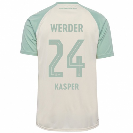 Kandiny Kinderen Dominik Kasper #24 Off-White Lichtgroen Uitshirt Uittenue 2024/25 T-Shirt