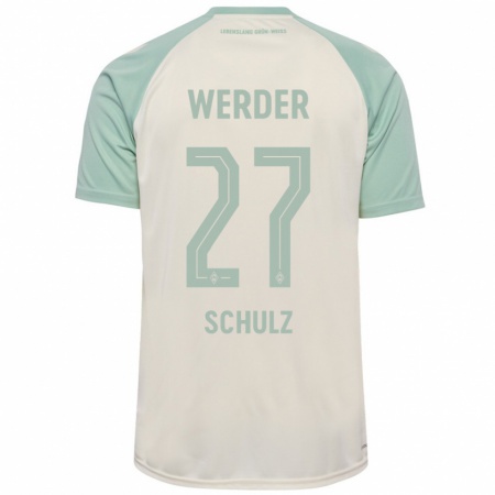 Kandiny Kinderen Ole Schulz #27 Off-White Lichtgroen Uitshirt Uittenue 2024/25 T-Shirt