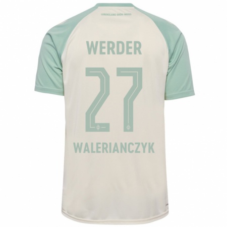 Kandiny Bambino Maglia Dennis Walerianczyk #27 Bianco Sporco Verde Chiaro Kit Gara Away 2024/25 Maglietta