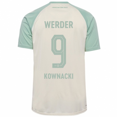 Kandiny Bambino Maglia Dawid Kownacki #9 Bianco Sporco Verde Chiaro Kit Gara Away 2024/25 Maglietta