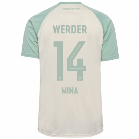 Kandiny Kinderen Johan Mina #14 Off-White Lichtgroen Uitshirt Uittenue 2024/25 T-Shirt