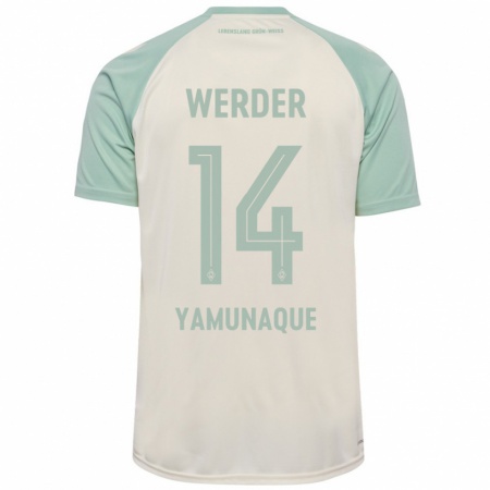 Kandiny Kinderen Rafael Pascual Ramirez Yamunaque #14 Off-White Lichtgroen Uitshirt Uittenue 2024/25 T-Shirt