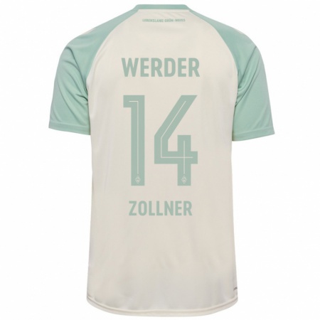 Kandiny Kinder Adrian Zollner #14 Cremeweiß Hellgrün Auswärtstrikot Trikot 2024/25 T-Shirt Österreich