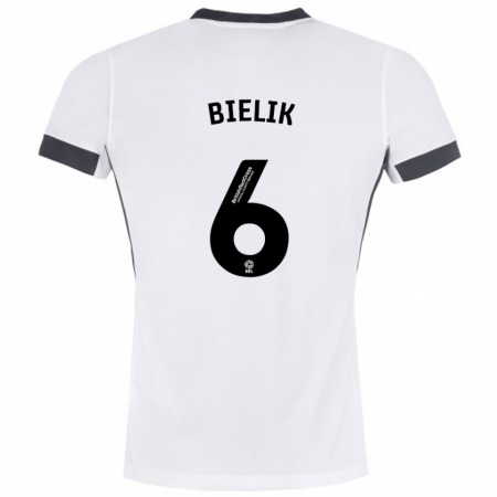 Kandiny Kinderen Krystian Bielik #6 Wit Zwart Uitshirt Uittenue 2024/25 T-Shirt