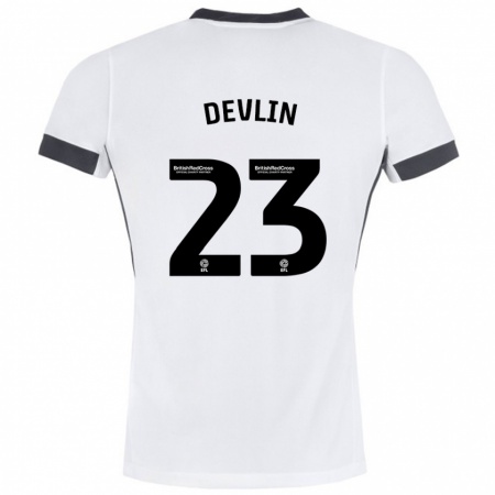 Kandiny Kinderen Charlie Devlin #23 Wit Zwart Uitshirt Uittenue 2024/25 T-Shirt