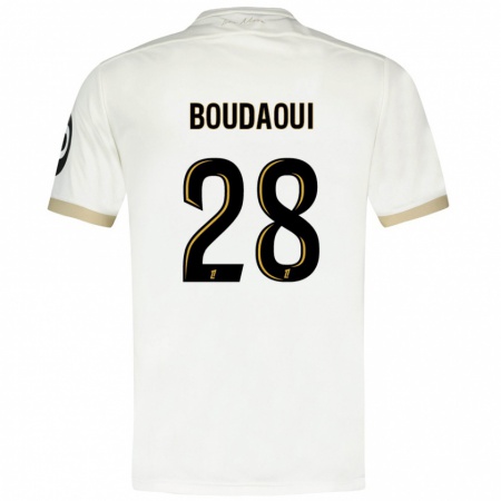 Kandiny Kinderen Hicham Boudaoui #28 Wit Goud Uitshirt Uittenue 2024/25 T-Shirt