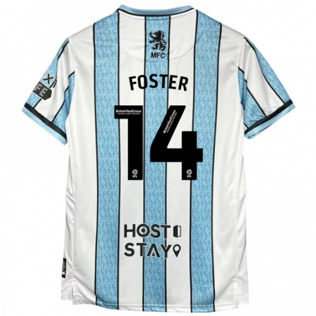 Kandiny Bambino Maglia Emma Foster #14 Bianco Blu Kit Gara Away 2024/25 Maglietta