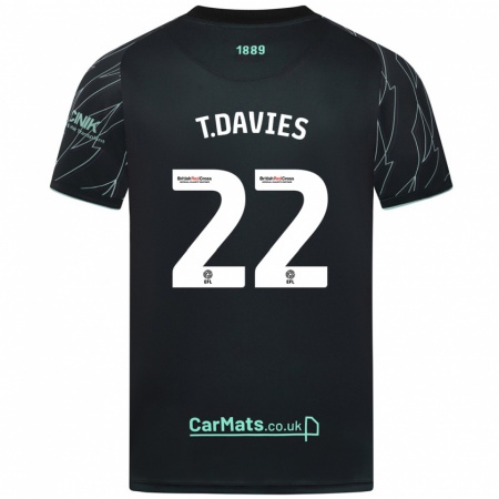 Kandiny Kinderen Tom Davies #22 Zwart Groen Uitshirt Uittenue 2024/25 T-Shirt