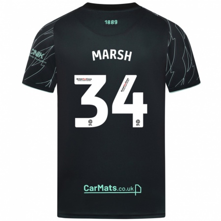 Kandiny Bambino Maglia Louie Marsh #34 Nero Verde Kit Gara Away 2024/25 Maglietta