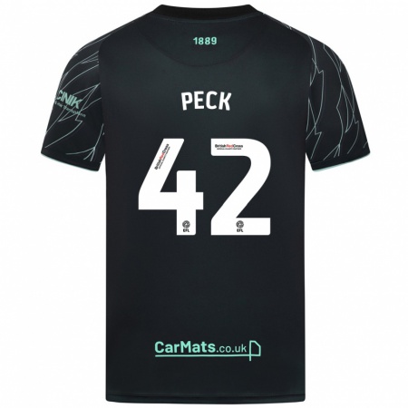 Kandiny Kinder Sydie Peck #42 Schwarz Grün Auswärtstrikot Trikot 2024/25 T-Shirt Österreich