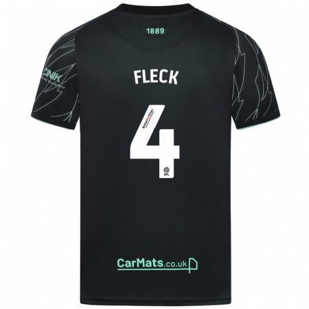 Kandiny Bambino Maglia John Fleck #4 Nero Verde Kit Gara Away 2024/25 Maglietta